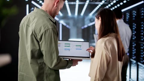 Engineers Using Node Editor Stock Footage 308171686