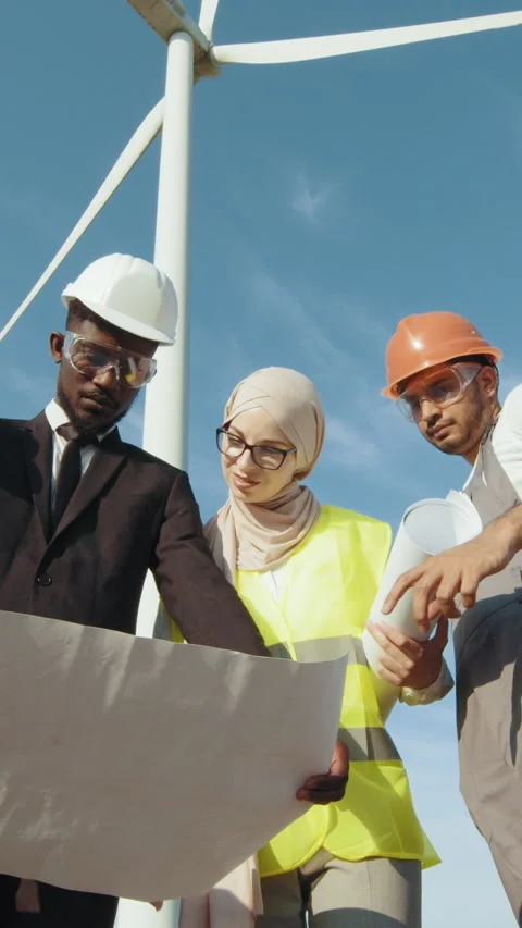 Engineers at Wind Turbine Stock Footage 318639732