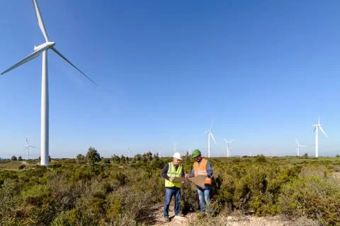 Engineers of Wind Turbine Stock Photos