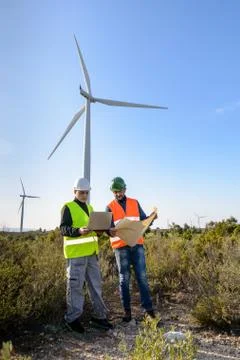 Engineers of Wind Turbine Stock Photos