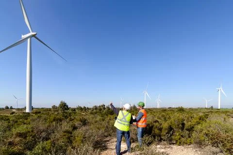 Engineers of Wind Turbine Stock Photos