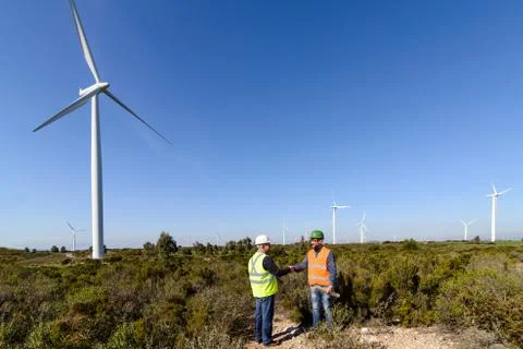 Engineers of Wind Turbine Stock Photos