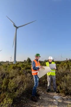 Engineers of Wind Turbine Stock Photos