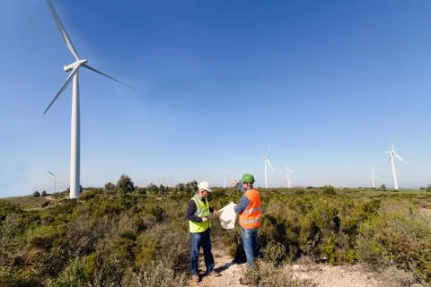 Engineers of Wind Turbine Stock Photos