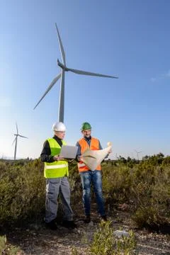 Engineers of Wind Turbine Stock Photos