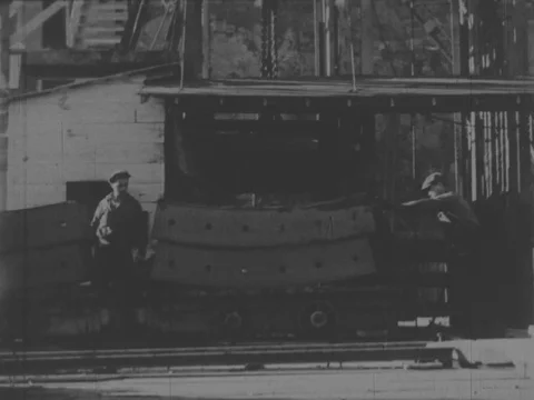 Engineers work at tunnel construction site - 1938 Stock Footage 95181177