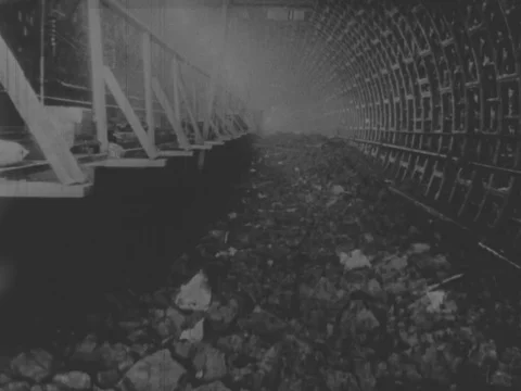 Engineers work at tunnel construction site - 1938 Stock Footage 95181233