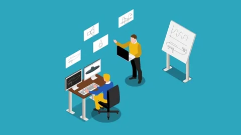 Engineers Working on 3D Design and Technical Blueprint in CAD Software 3d a.. Stock Footage 302533445