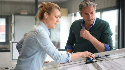 Engineers working on design in office Stock Footage 63360732