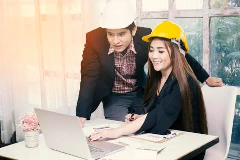 Engineers working on project Stock Photos