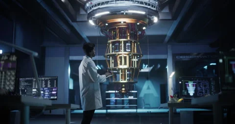 Engineers Working with Quantum Computer Stock Footage 318965714