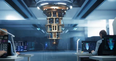 Engineers Working with Quantum Computer Stock Footage 318965898