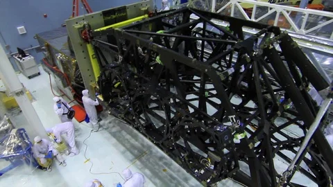 Engineers working on the Webb Telescopes Structure - 2016 Stock Footage 112132877