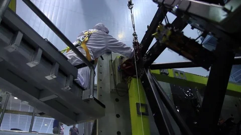 Engineers working on the Webb Telescopes Structure - 2016 Stock Footage 112132910