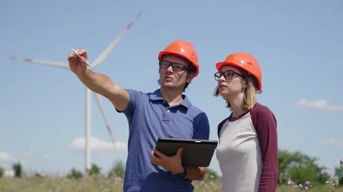 Engineers working in wind turbine electricity industrial. Stock-Footage 160911356