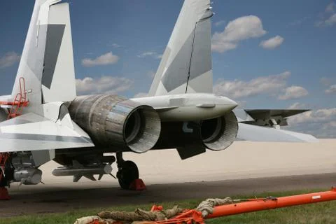 Engines of the  jet plane Stock Photos