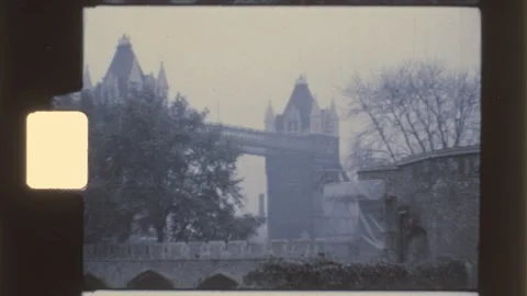 England 1970s, Tower Bridge seen from riverbank London Stock Footage 338165126