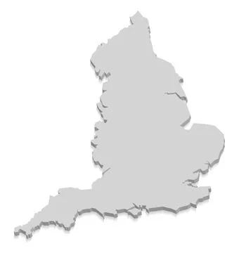 England 3D grey map with shadow Ilustração Stock