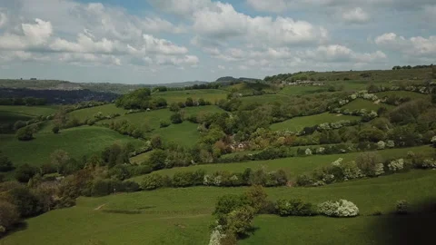 ENGLAND - AERIAL OF THE GREEN COUNTRYSIDE Stock Footage