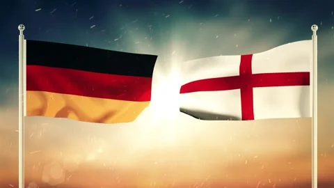 England And Germany Flags Waving Against Each Other. Stock Footage 297347329