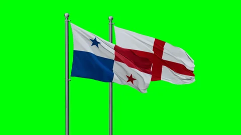 England and Panama flags Stock Footage 292816056
