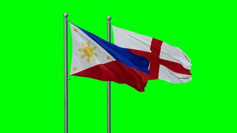 England and Philippines flags Video stock 290053522
