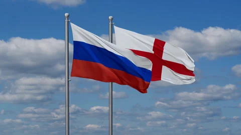 England and Russia flags Stock Footage 279706904