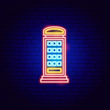 England Call-box Neon Sign Stock Illustration