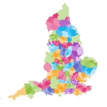 England ceremonial counties vector map Illustrazione stock