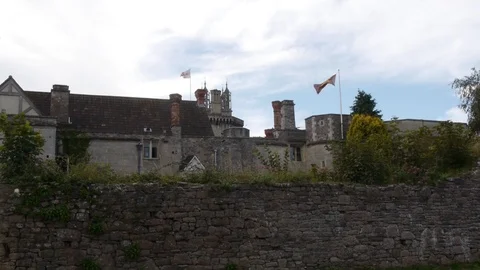 ENGLAND  CIRCA 2011: castle and flags flying in wind Video stock 99637593