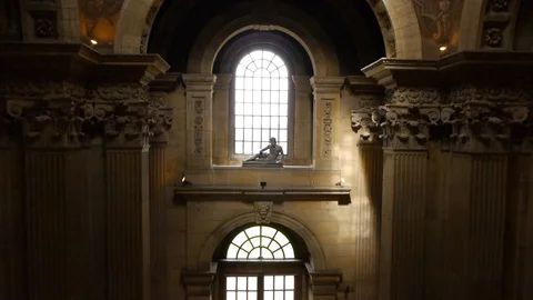 ENGLAND  CIRCA 2011: Inside Howard Castle tilt up to dome roof. Stock Footage 99618958