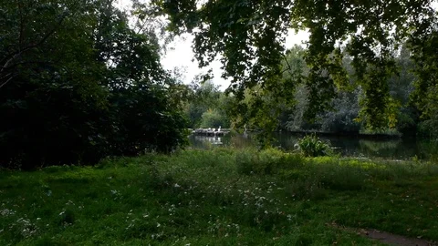 ENGLAND  CIRCA 2011: Pan across Lake near Howard Castle, Stock Footage 99617671