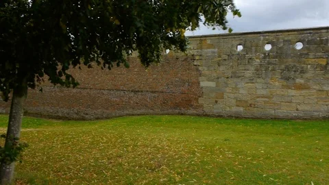 ENGLAND  CIRCA 2011: Pan across castle wall at Penshurst Place. Stock Footage 99629901