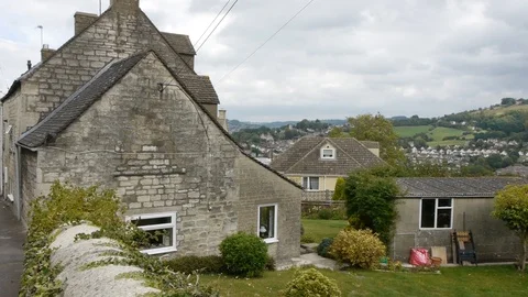 ENGLAND  CIRCA 2011: Pan across old english village. Stock Footage 99639334
