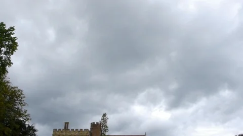 ENGLAND  CIRCA 2011: Tilt down to gardens and Penshurst Place Castle. Stock Footage 99628778