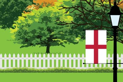 England Day Trees Lamp Vector Illustration Stock-Illustration