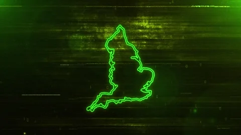 England Digital Futuristic Glitch Map Video stock 333604232