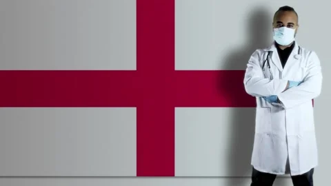 England  doctor with flag Video stock 153360331