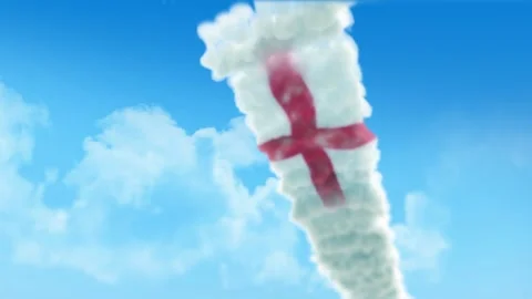 England Flag 3D Render Animation Created with Colored Smoke Trails by Aircra Stock Footage 332306333