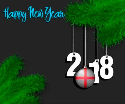 England flag and 2018 on a tree branch Stock Illustration