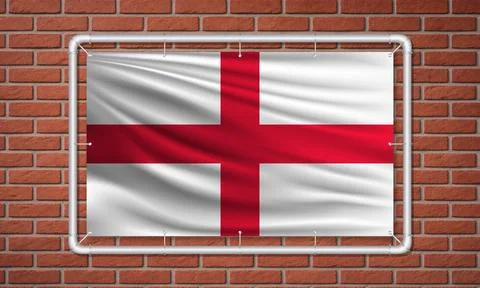 England flag billboard on brown brick Stock Photos