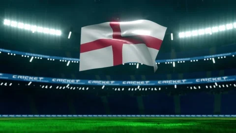 England flag in empty cricket stadium Stock Footage 141310629