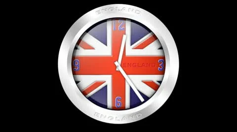 England Flag Face Clock HD Time Lapse Video stock 10746916