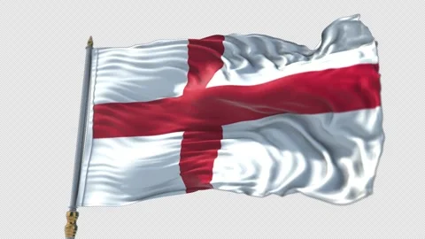 England Flag on a flagpole Waving on Transparent Alpha Background Stock Footage 292115841