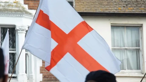 England flag flying Stock Footage 114072625