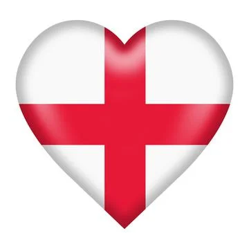 England flag heart button 3d illustration isolated on white with clipping path Stock Illustration