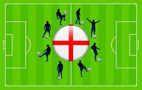 England Flag Icon Internet Button with Soccer Match Stock Illustration