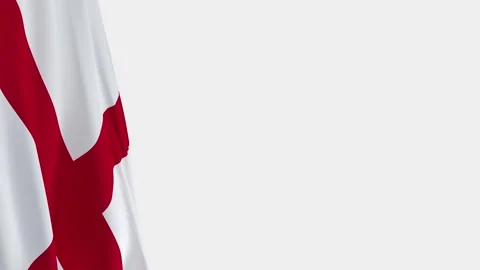 England Flag on Left Side, Waving St George Cross Symbol with Copy Space 스톡 동영상 333501123