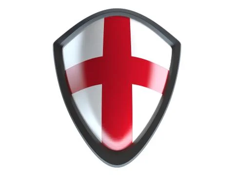 England flag on metal shield isolate on white background. 스톡 일러스트