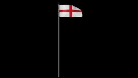 England Flag on Pole with Alpha Channel 库存影片 87235613
